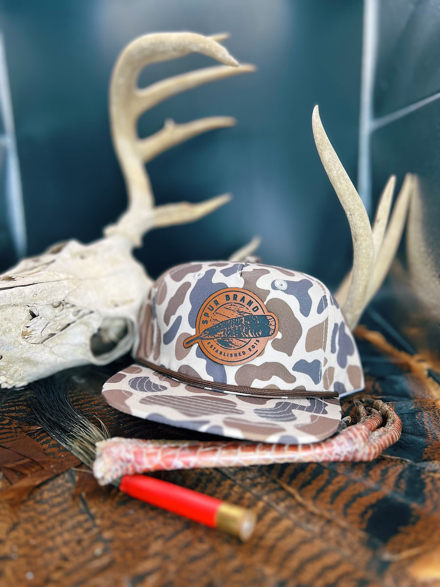 Retro Camo Rope // Brown Leathered Feathered Circle Patch