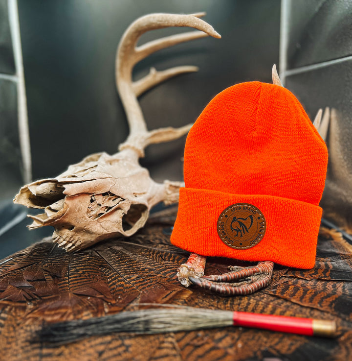 Spur Turkey Circle Patch // Neon Orange Beanie