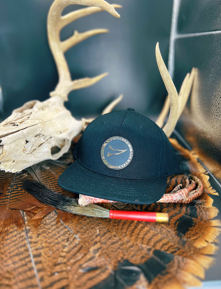 Richardson 255 Flat Bill // Black & Green Leaf Circle Patch