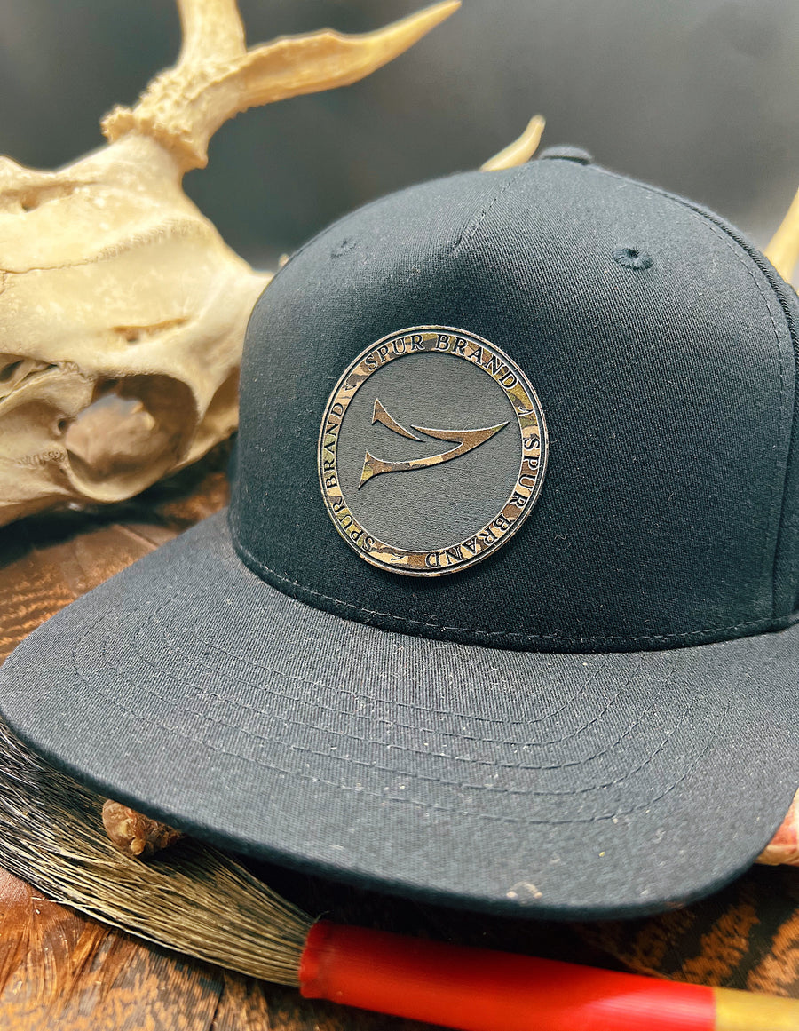 Richardson 255 Flat Bill // Black & Green Leaf Circle Patch