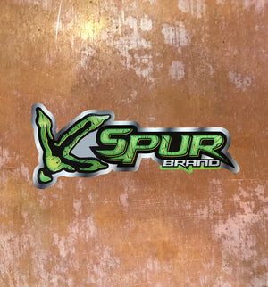 Bone Brand | Large Window Decal | "Spur Brand Turkey Track" Logo | Green / Black | Color Background