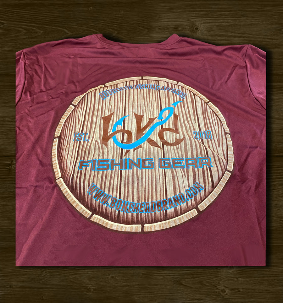 Bone Brand | Hk'd Fishing Gear | Barrel Logo | A4 Moisture Wicking Tee | Maroon