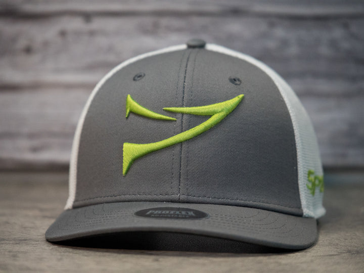 Lime Green on Charcoal & White-Outdoor Cap - Pro flex Adjustable Snap-Back