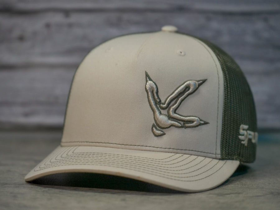 Turkey Track 3D Cream outlined in Green on Cream & Green- Richardson 112 Snap-Back Cap