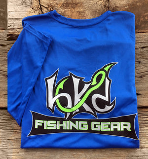 Bone Brand | Hk'd Fishing Gear | Hook Logo | Long Sleeve Performance Tee | Royal/Silver | Rear